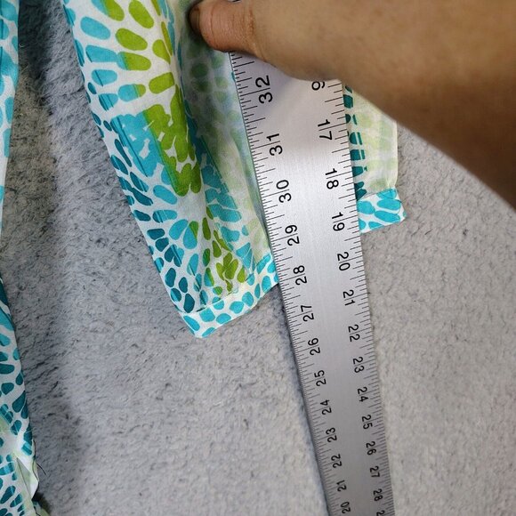 Adrienne Vittadini Top Women's XL Green Blue Floral Beaded Embellished Tunic NWT - Picture 7 of 11